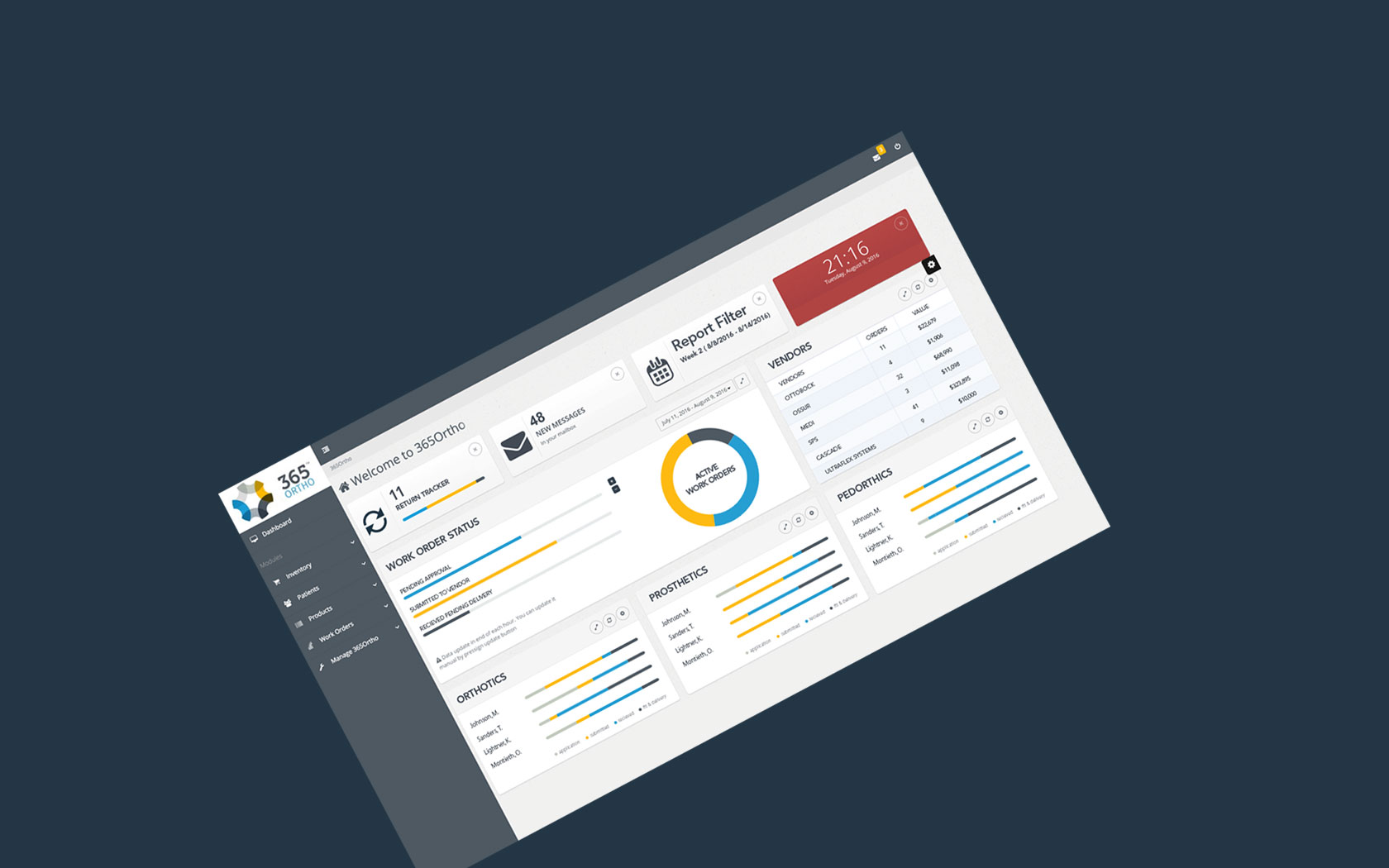 orthocare solutions banner image of dashboard