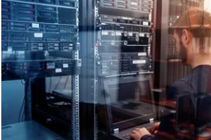 database engineer in the server room