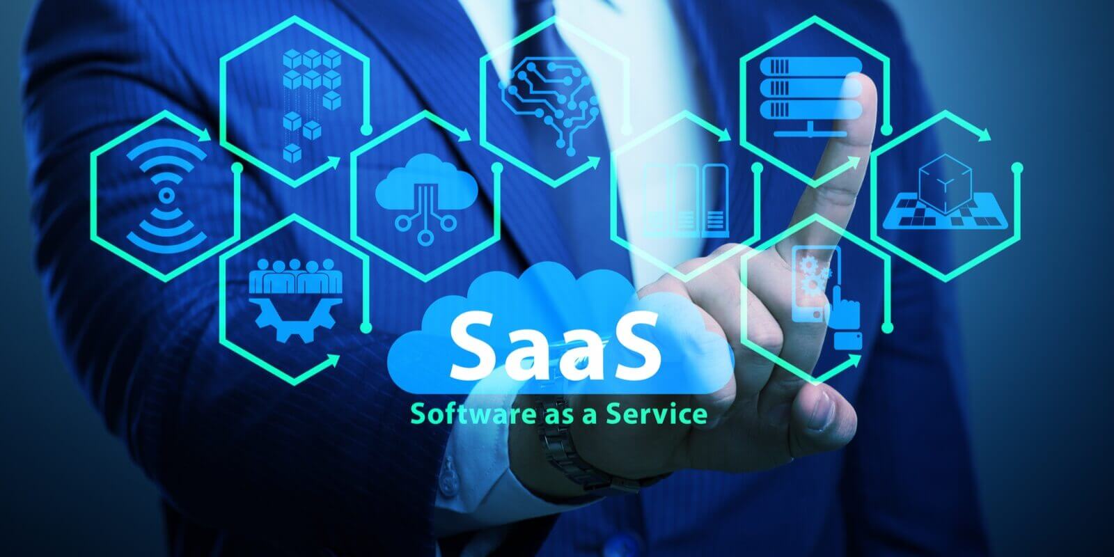 saas concept with businessman