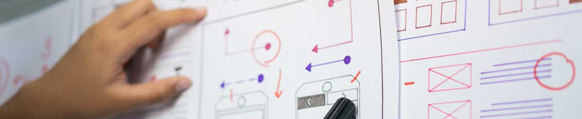 Graphic designer mapping out a new mobile application