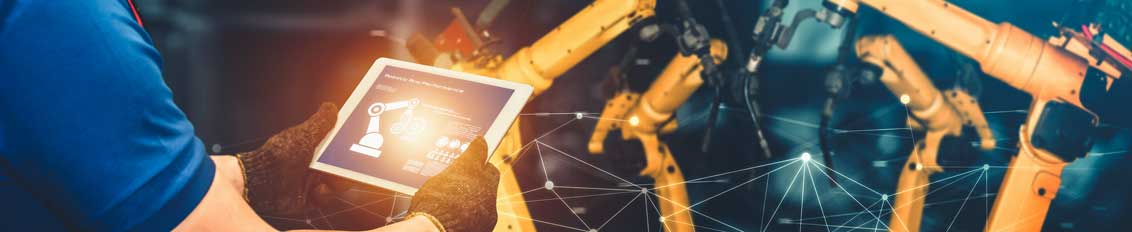Worker using manufacturing erp software