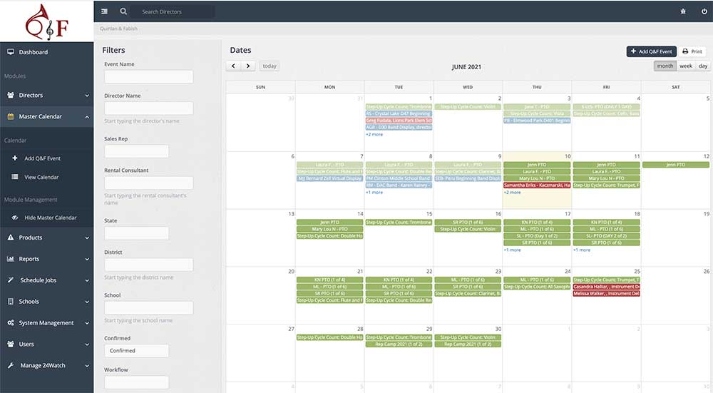 Q and F master calendar