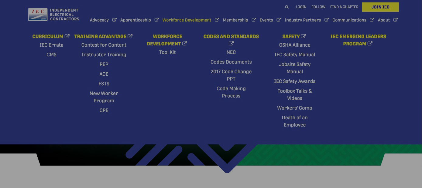 iec website menu
