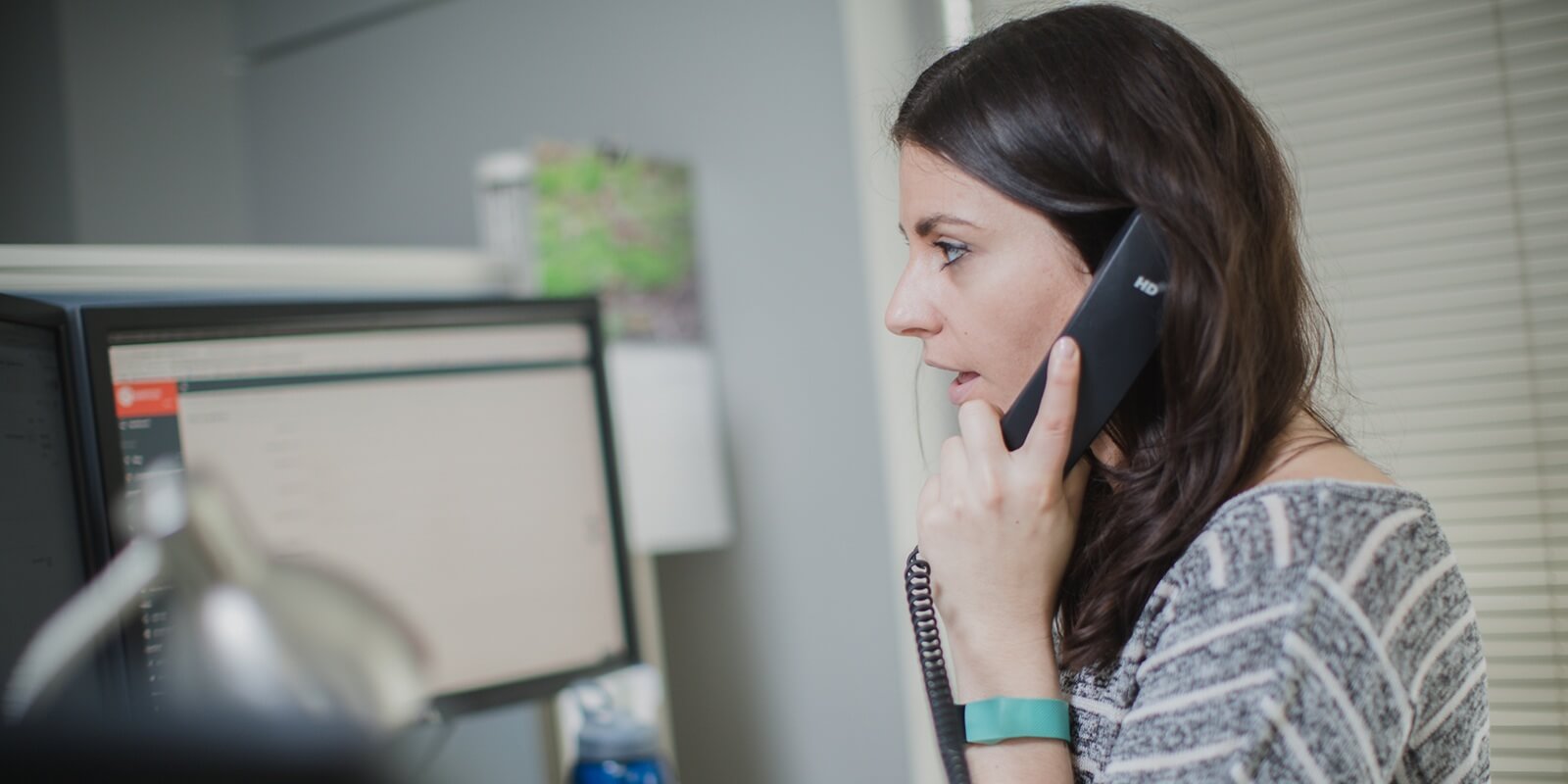 beautiful girl having conversation over a phone