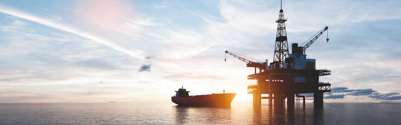 An oil rig out at sea