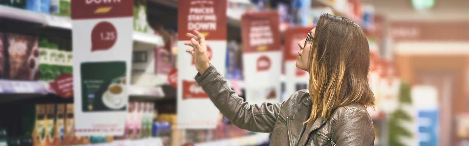 Woman shopping at a grocery store