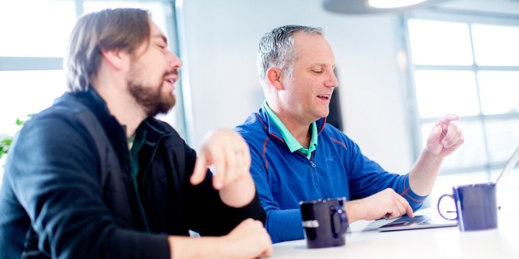 coworkers engaged in a project discussion