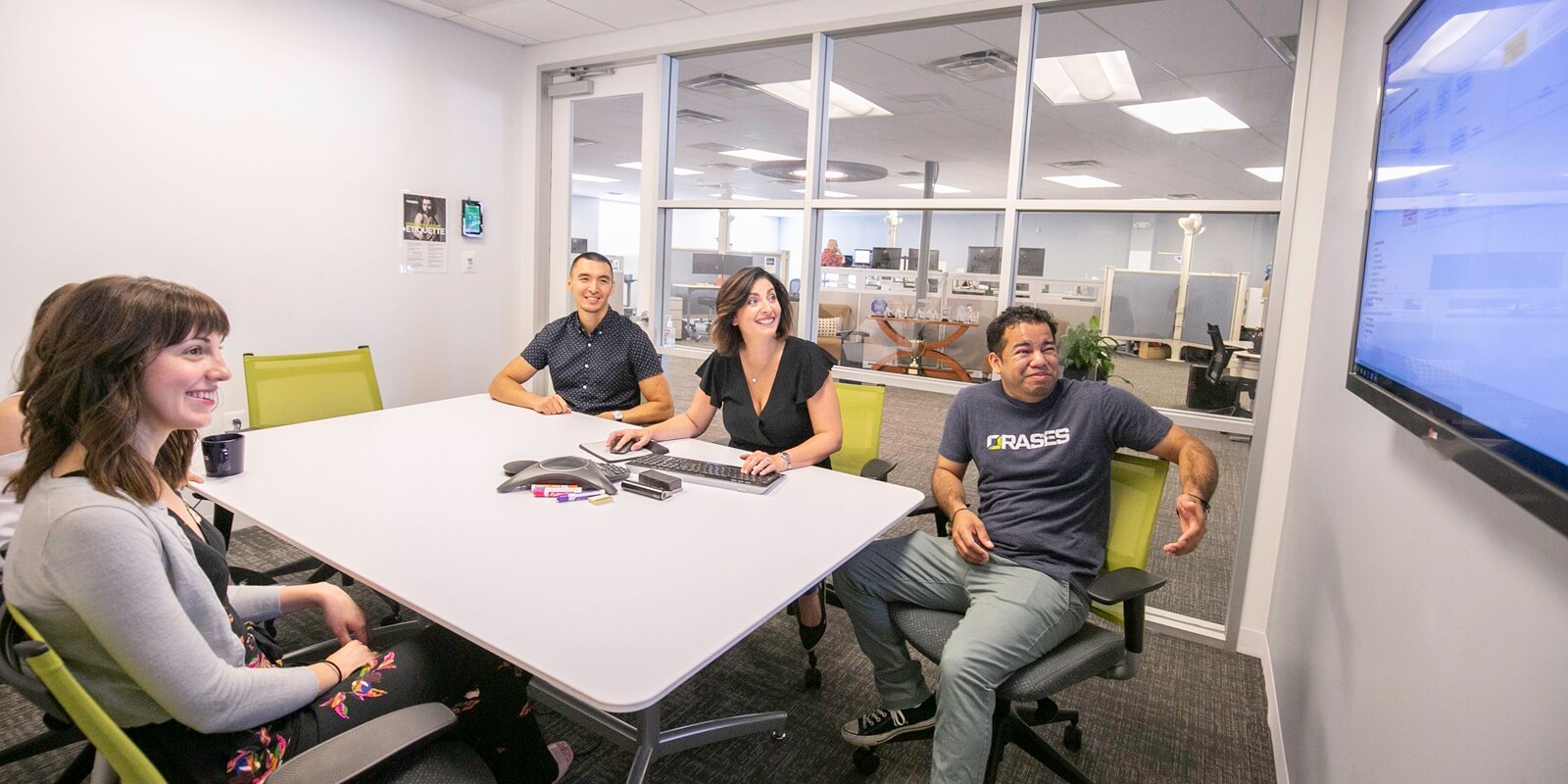 team during video presentation