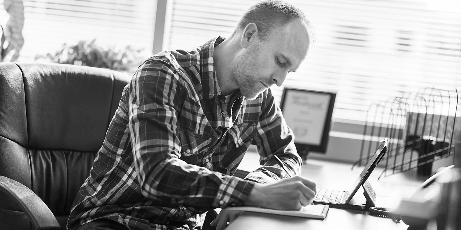 dedicated man working in the office