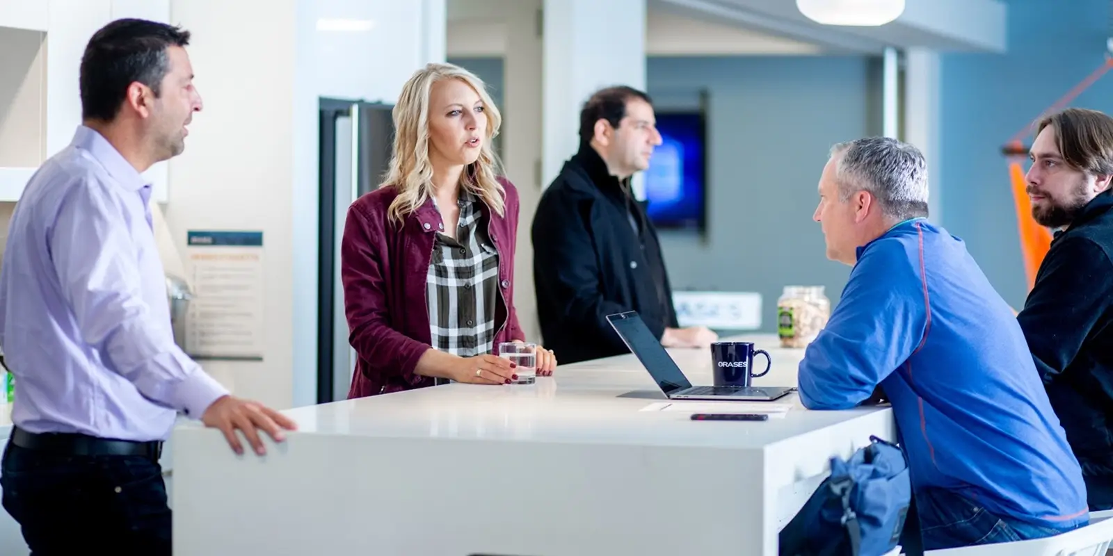 members of a team during group discussion